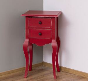 Nachttisch im Antik-Look - Beistelltisch rot Shabby Chick