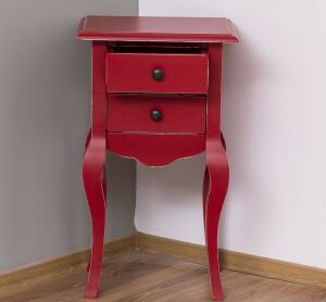Nachttisch im Antik-Look - Beistelltisch rot Shabby Chick