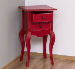 Nachttisch im Antik-Look - Beistelltisch rot Shabby Chick