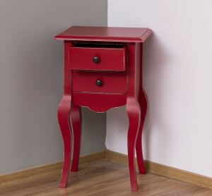Nachttisch im Antik-Look - Beistelltisch rot Shabby Chick