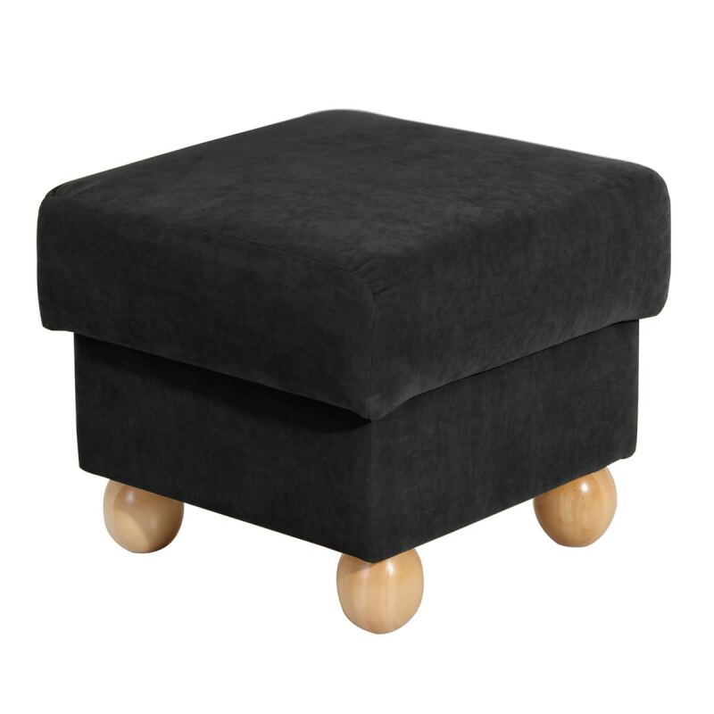 Hocker Malmö Veloursstoff schwarz