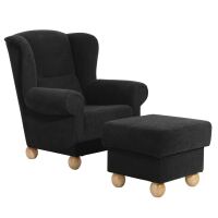 Hocker Malmö Veloursstoff schwarz