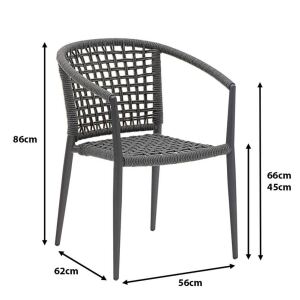 Terrassenstuhl mit Armlehne und Geflecht-Design, grau