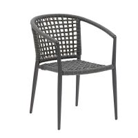 Terrassenstuhl mit Armlehne und Geflecht-Design, grau