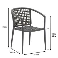 Terrassenstuhl mit Armlehne und Geflecht-Design, grau
