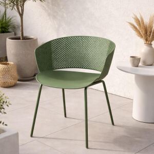 Outdoor-Designstuhl mit Lochstruktur, grün