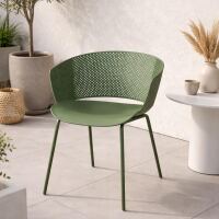 Outdoor-Designstuhl mit Lochstruktur, grün