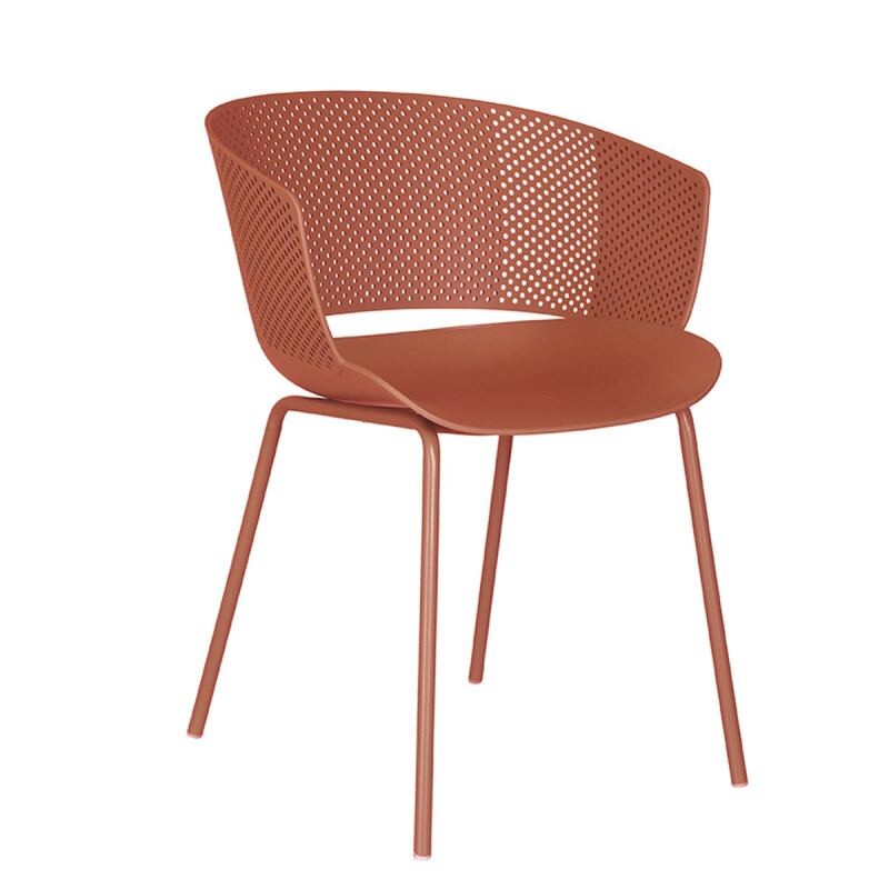 Outdoor-Designstuhl mit Lochstruktur, blutorange