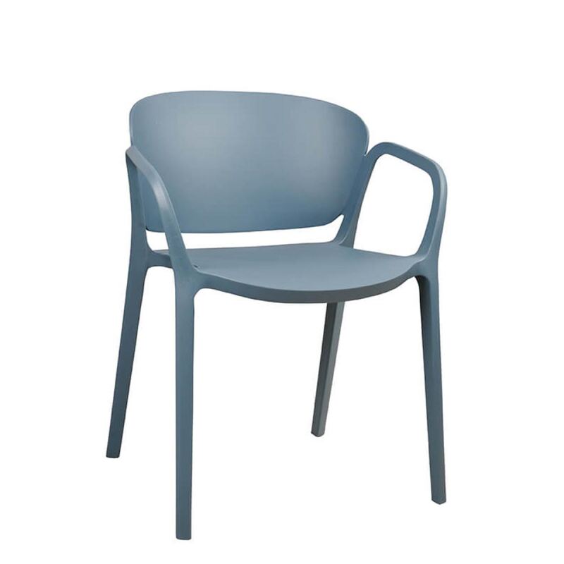Clean-Design-Stuhl Outdoor aus Kunststoff, rauchblau