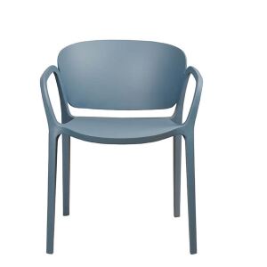 Clean-Design-Stuhl Outdoor aus Kunststoff, rauchblau