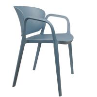 Clean-Design-Stuhl Outdoor aus Kunststoff, rauchblau