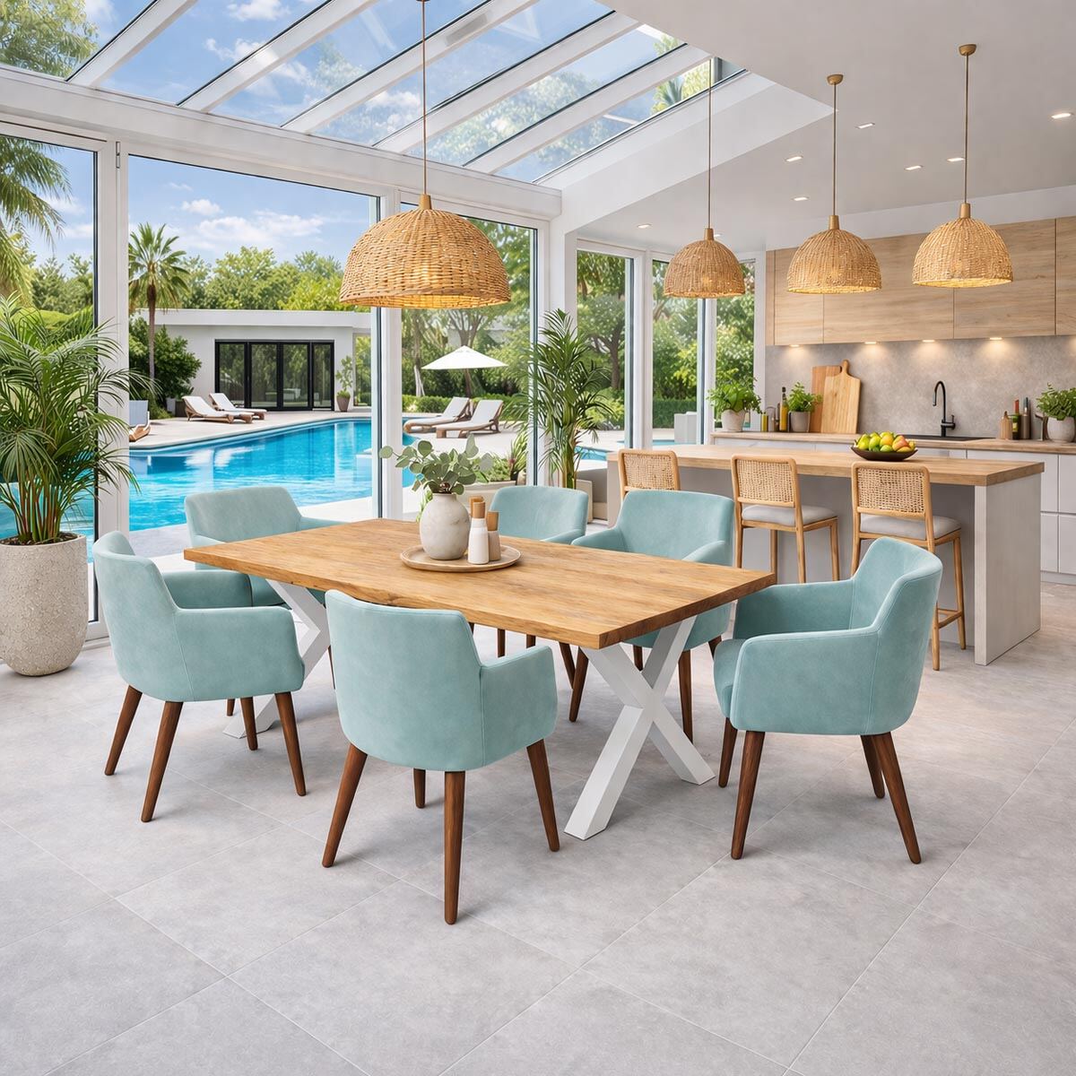großer Wildeiche-Esstisch gerade Kante 200x100cm – Design-Holztisch m - Onlineshop für massive Landhausmöbel