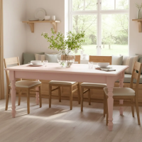 rosa Esstisch 180cm - Tisch mit gedrechselten Beinen pastellrosa