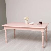 rosa Esstisch 180cm - Tisch mit gedrechselten Beinen pastellrosa