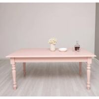 rosa Esstisch 180cm - Tisch mit gedrechselten Beinen pastellrosa