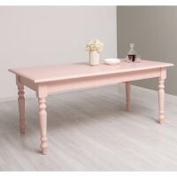 rosa Esstisch 180cm - Tisch mit gedrechselten Beinen pastellrosa