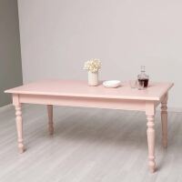 rosa Esstisch 180cm - Tisch mit gedrechselten Beinen pastellrosa