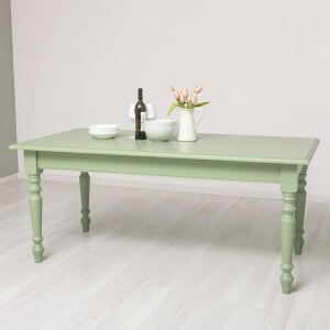 grüner Tisch 180cm - blassgrün mit gedrechselten Beinen