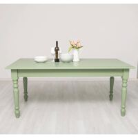 grüner Tisch 180cm - blassgrün mit gedrechselten Beinen