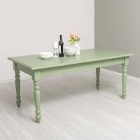 grüner Tisch 180cm - blassgrün mit gedrechselten Beinen