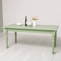 grüner Tisch 180cm - blassgrün mit gedrechselten Beinen