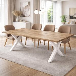 moderner Wildeiche-Esstisch 200x100cm White Washed,...