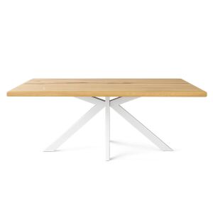 Esstisch Spider 140x90cm Wildeiche geölt, weißer Spider-Fuß - gerade Kante