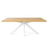 Esstisch Spider 140x90cm Wildeiche geölt, weißer Spider-Fuß - gerade Kante