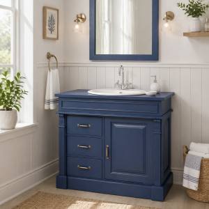 Violettblauer Waschtisch - Waschbeckenunterschrank mit...