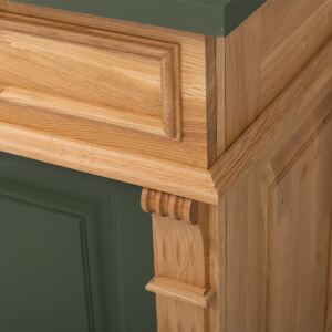 Landhaus-Waschbeckenschrank - Holz natur und Oliv
