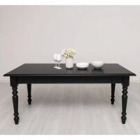 Esstisch 180cm - schwarzer Tisch mit gedrechselten Beinen