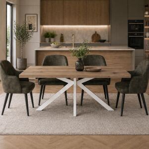 Esstisch White Washed Spider 140x90cm Wildeiche,...