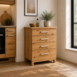 Küchenmodul 81 cm mit Schubladen – Massivholz Küchenschrank freistehend