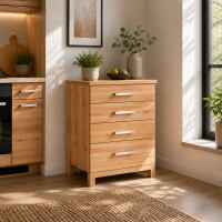 Küchenmodul 81 cm mit Schubladen – Massivholz Küchenschrank freistehend