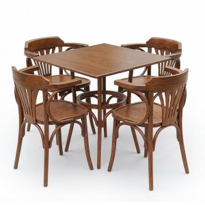 Massivholz Essgruppe 5-tlg.: quadratischer Esstisch mit 4...