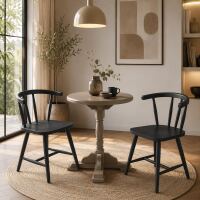Nordic Essgruppe 3-teilig: Esstisch mit 2 Stühlen, grau/beige
