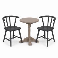Nordic Essgruppe 3-teilig: Esstisch mit 2 Stühlen, grau/beige
