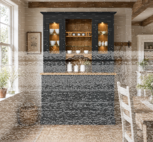 schwarzer Buffetschrank - Küchenschrank im...