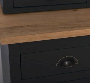 schwarzer Buffetschrank - Küchenschrank im Landhausstil mit dimmbarer Beleuchtung
