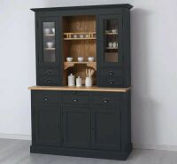 schwarzer Buffetschrank - Küchenschrank im Landhausstil mit dimmbarer Beleuchtung