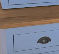 Landhaus-Buffet - himmelblauer Küchen-Vitrinenschrank