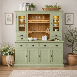 Buffetschrank in blassgrün und - Vitrinentüren...
