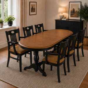 7-tlg. Essgruppe Landhausstil - Ausziehtisch & 6...