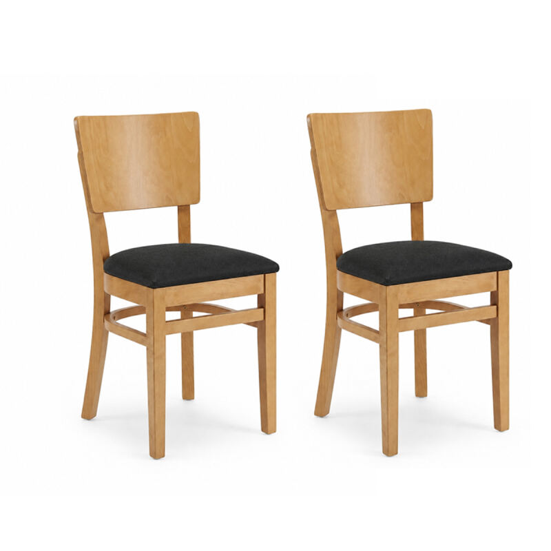 Komfort-Esszimmerstuhl mit Sitzpolster (2er-Set), versch. Holztöne wählbar