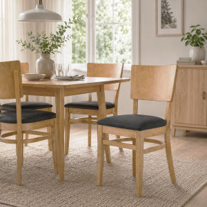 Komfort-Esszimmerstuhl mit Sitzpolster (2er-Set), versch. Holztöne wählbar