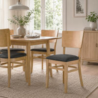 Komfort-Esszimmerstuhl mit Sitzpolster (2er-Set), versch. Holztöne wählbar