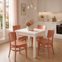 Elegante Essgruppe in Rosé und Weiß, 5-teilig