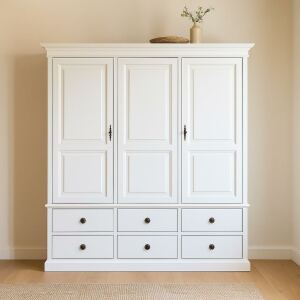 Landhaus Kleiderschrank 3-Türig, weiß Shabby Chic, Oberteil zerlegt