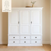 Landhaus Kleiderschrank 3-Türig, weiß Shabby Chic, Oberteil zerlegt