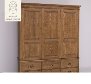 Landhaus Kleiderschrank mit Schubladen, braun gewachst,...